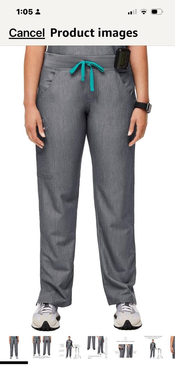 FIGS Technical Kade Scrub Pants Women's Charcoal Grey Cargo Drawstring XS